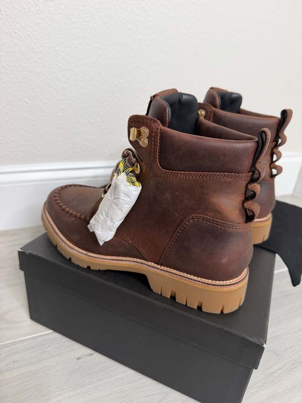 Rag & Bone Cameron Lace Up Boots Mocha Brown Leather Waterproof Lug Sole Size 10 - Picture 5 of 9
